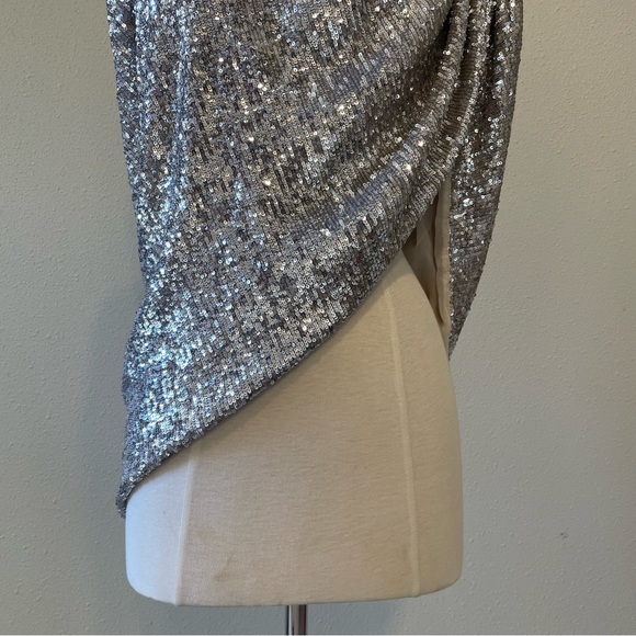 ❌SOLD❌Magda Butrym Sequin Silver Cape Blouse - Picture 9 of 10